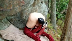 skinny femboy expanding her anus with inflatable butt plug