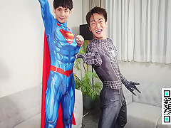 X Superman Sexy Costume Roleplay With Spider Man