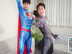 X Superman Sexy Costume Roleplay With Spider Man