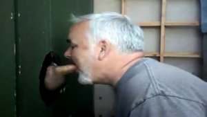 Blowjob and cum eating in Glory Hole