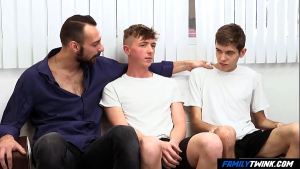 FamilyTwink – Sharing the Living Room with Stepdad and Bro