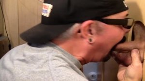 Gloryhole amateur DILF loves sucking BFs dick at home