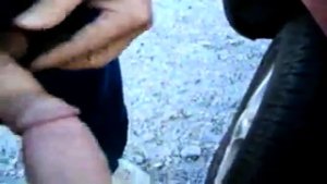 Outdoor Handjob with Silver Daddy