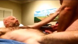 Two hairy men fucking and cumming