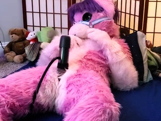 Pink furry Vicky Tart CANNOT GET ENOUGH of VacuGlide.