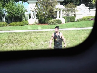 Str8 amateur blindfolded jock fucks gay butt in van outdoor