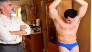 Mature Dude Tickles A Hot Jock While Being Bound