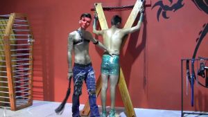 Flogging His Hot Young Ass – Justin Martinez & Ryann Ruckers