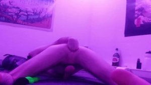 Femboy pup plays with knot and fist