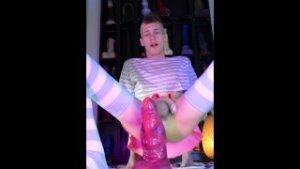 Femboy Wrecks her pussy with huge toys