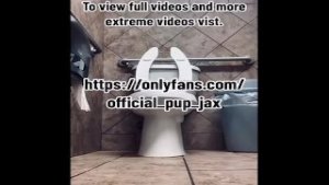 Gas station public nudity urinal play piss