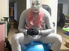 Spandex Suit Yoga Ball Humping & Handcuff To Chair