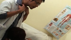 Mouthgaping Asian twink fucked by doctor in infirmary