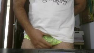 rubbing my cock with my wife’s panties until I cum