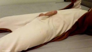 Blond teen boy wank in flying squirrel costume