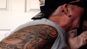 Gloryhole DILF sucks cock and swallows cum in amateur video